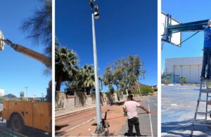 DAN MANTENIMIENTO A CANCHAS DE BASQUETBOL DE UNIDAD DEPORTIVA