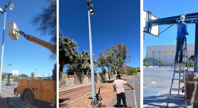 DAN MANTENIMIENTO A CANCHAS DE BASQUETBOL DE UNIDAD DEPORTIVA